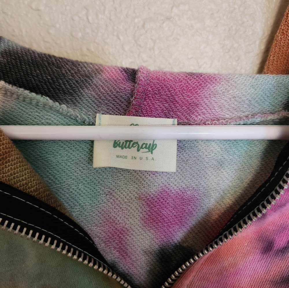 Blue Buttercup Zip Ip Terry Cotton Hoodie - Picture 2 of 3
